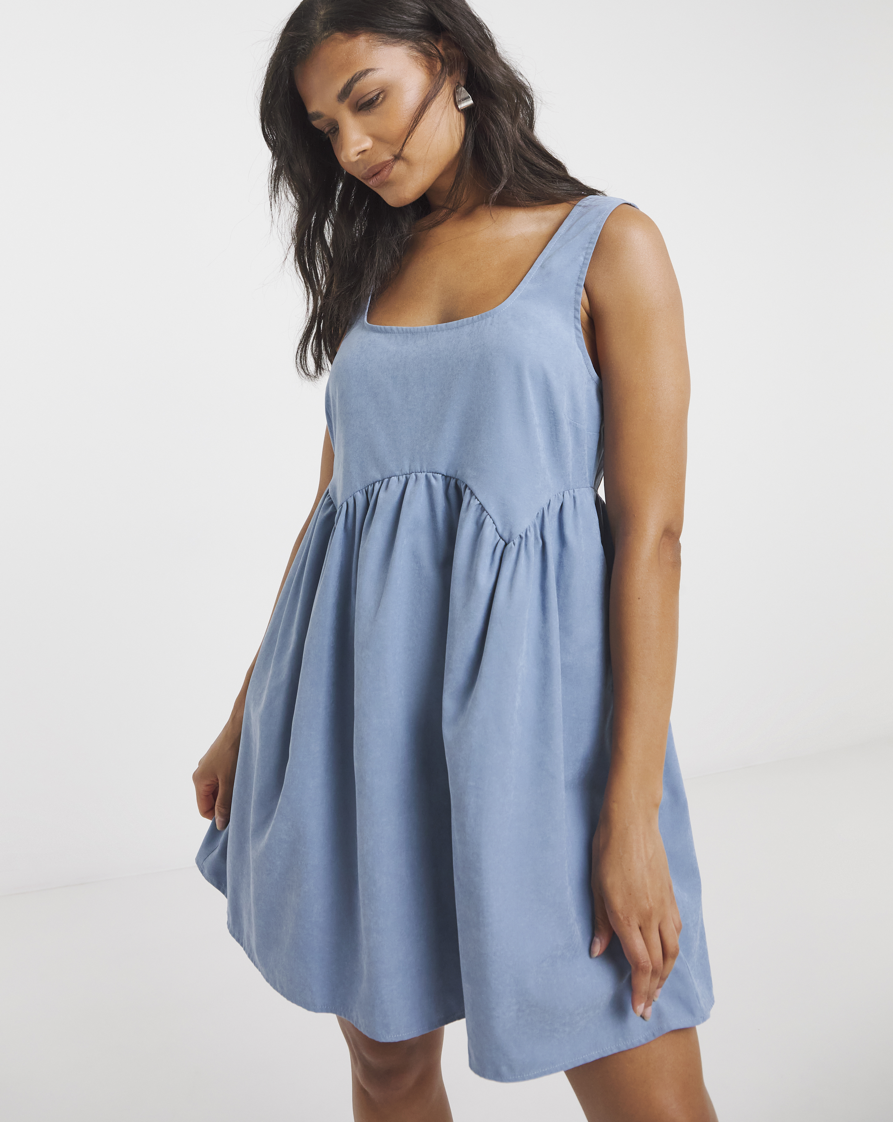 Simply Be - Women's Blue Apron Smock Dress - Size 16 - Blue - 90% Polyester 10% Nylon