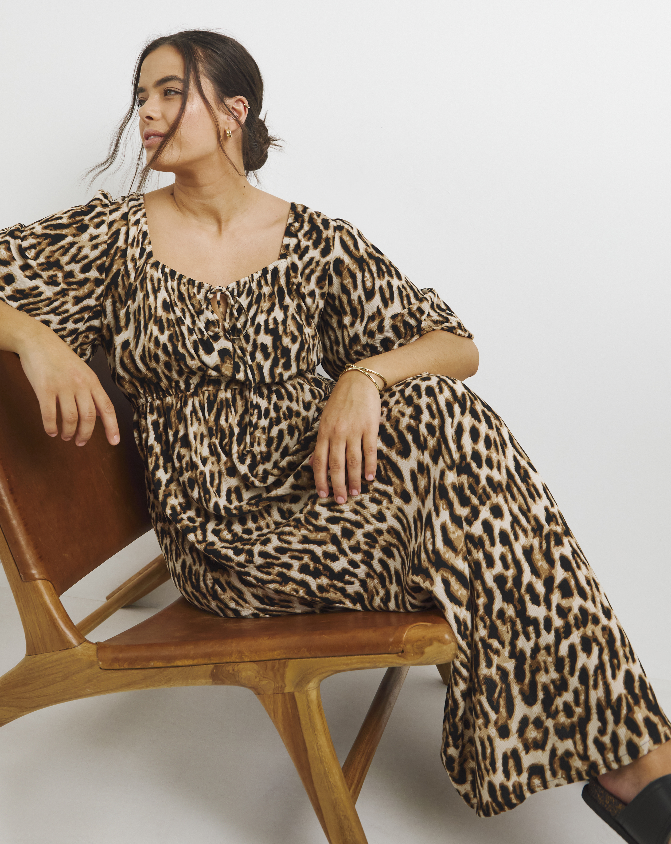 Simply Be - Women's Leopard Crinkle Goddess Dress - Size 20 - Leopard