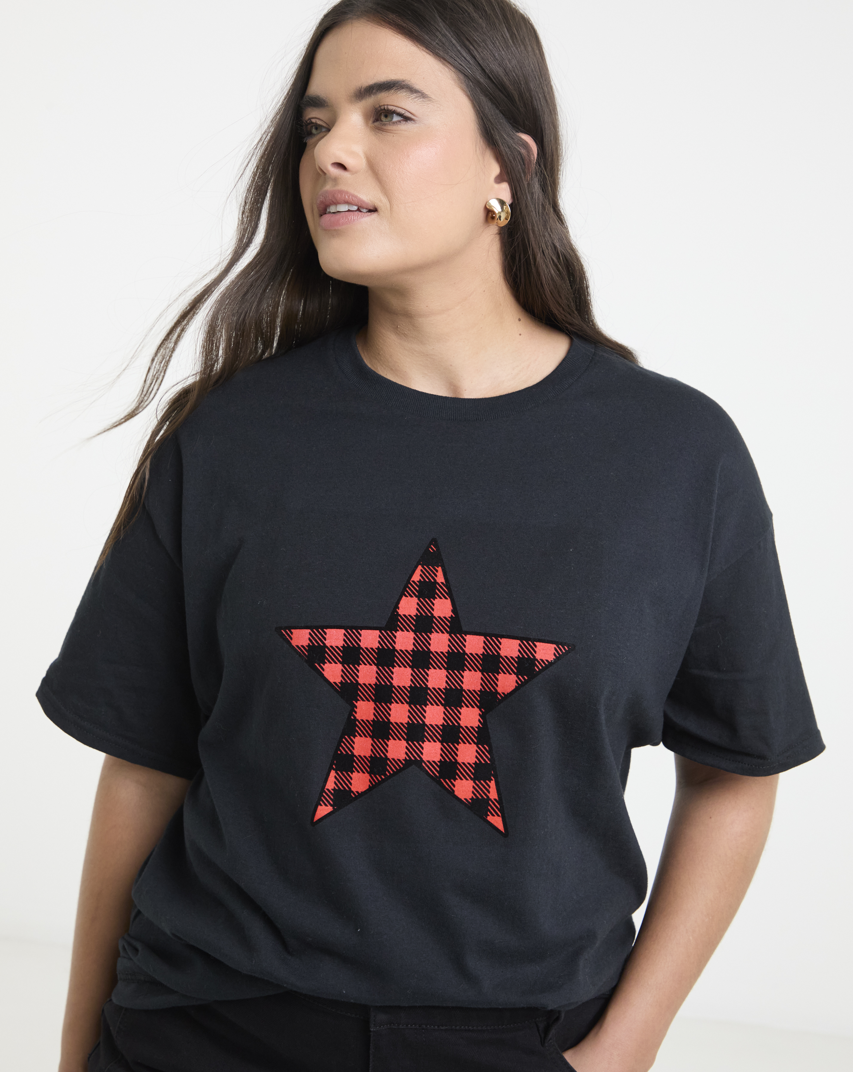 Check Star Graphic Oversized T-Shirt