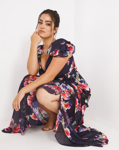 Joanna Hope Floral Ruffle Maxi Dress