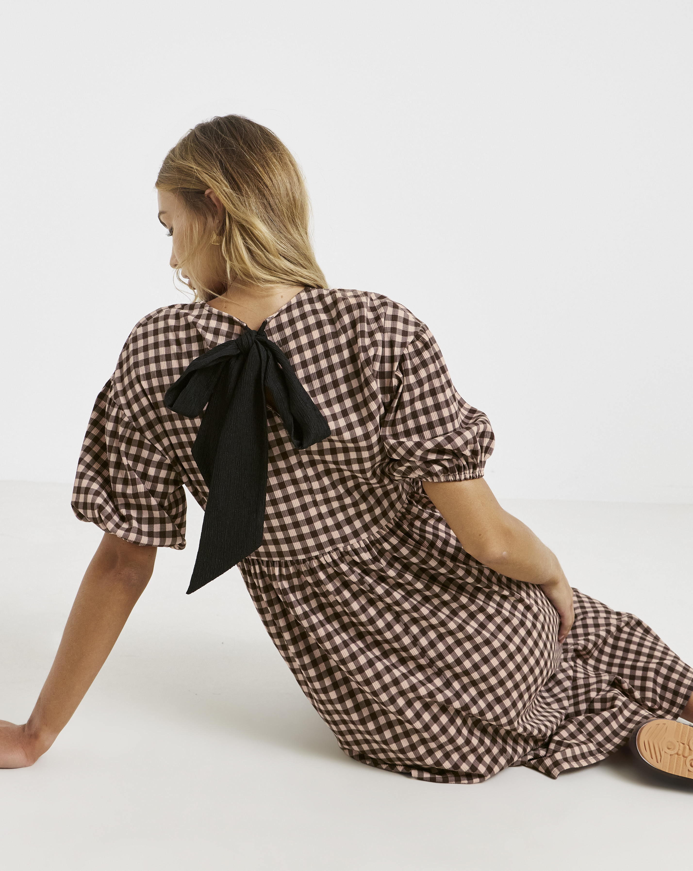 Waffle Bow Back Midi Dress