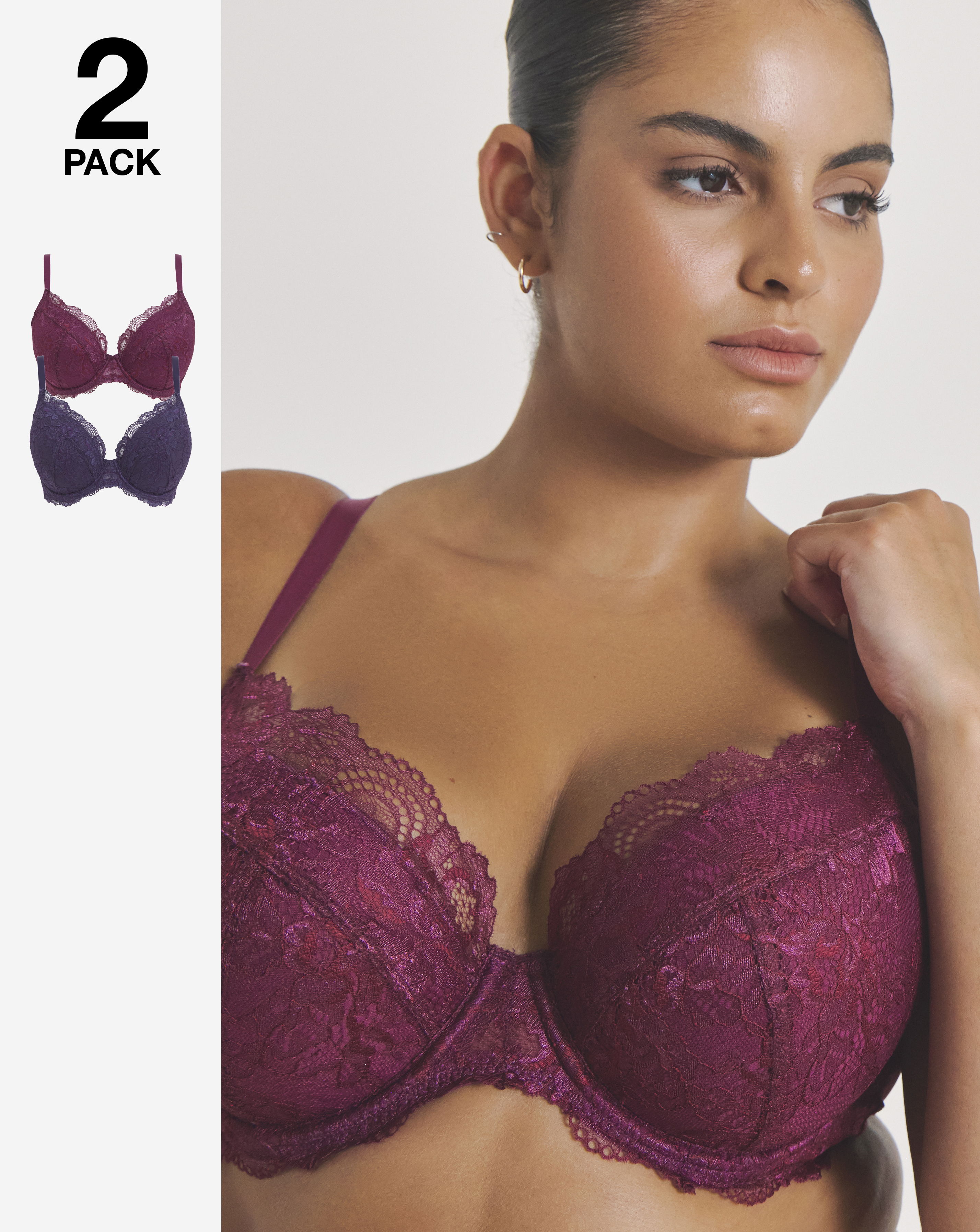 2 Pack Ella Plunge Wired Bras