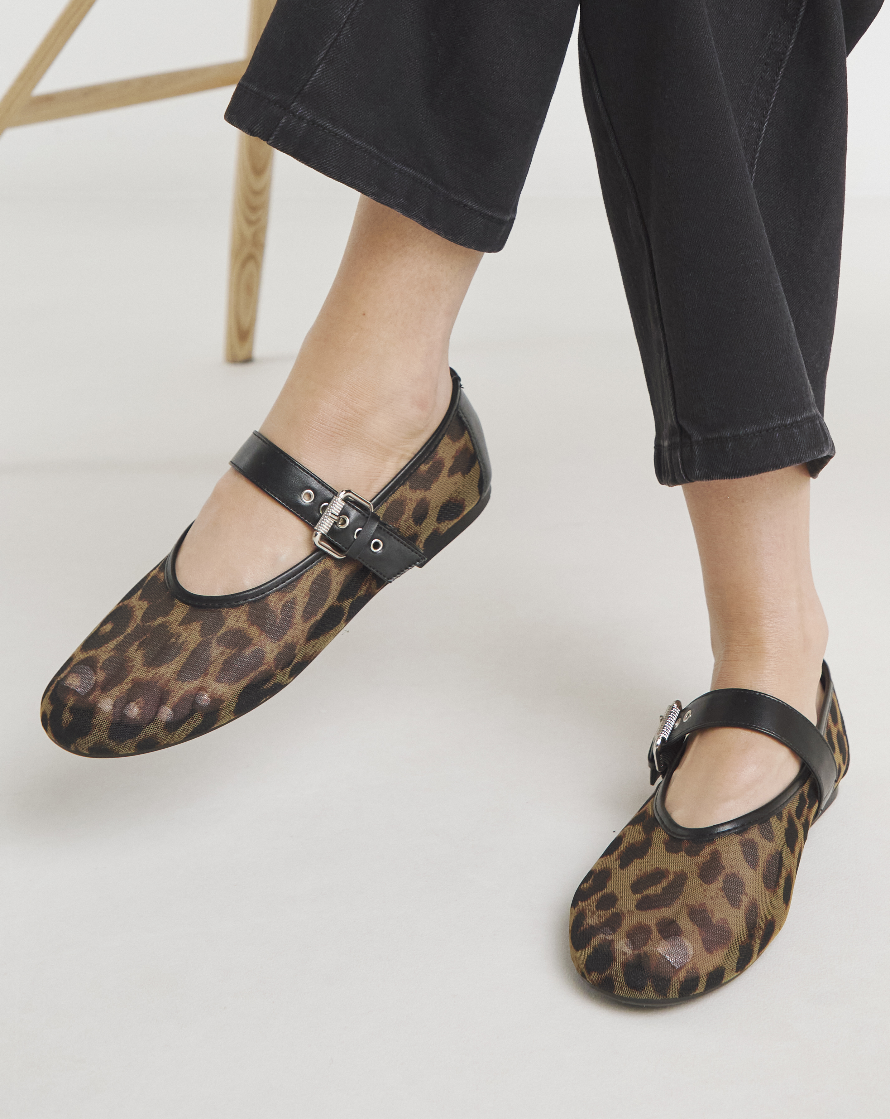 Net Mesh Mary Jane Ballerina Wide