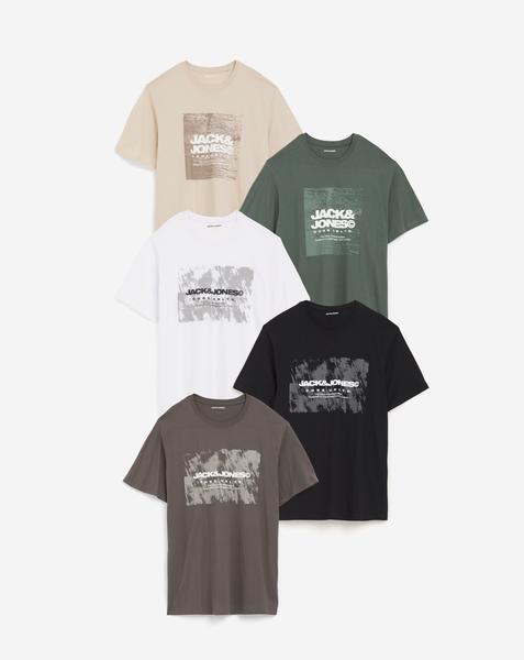 Jack & Jones Graphic Logo T-Shirt 5 Pack