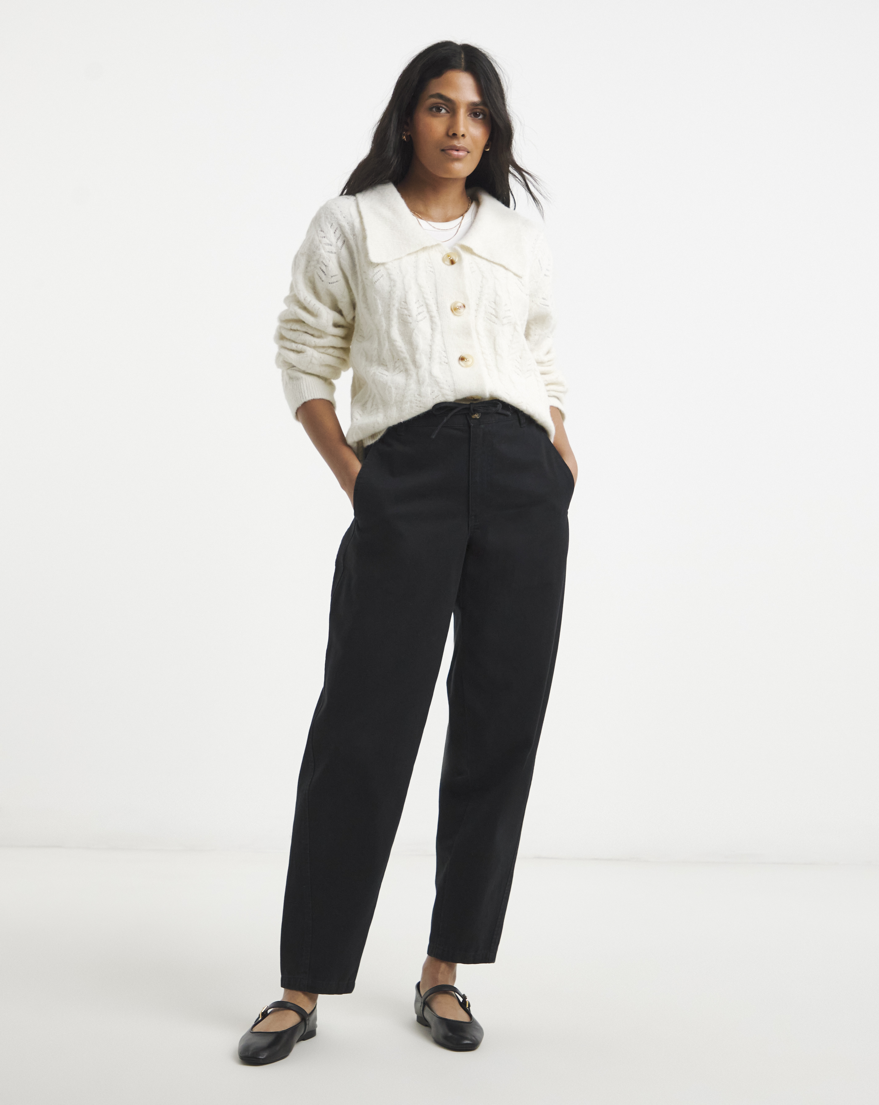 Black Adjustable Peg Leg Trouser