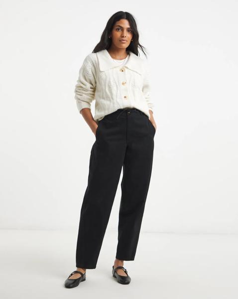 Black Adjustable Peg Leg Trouser