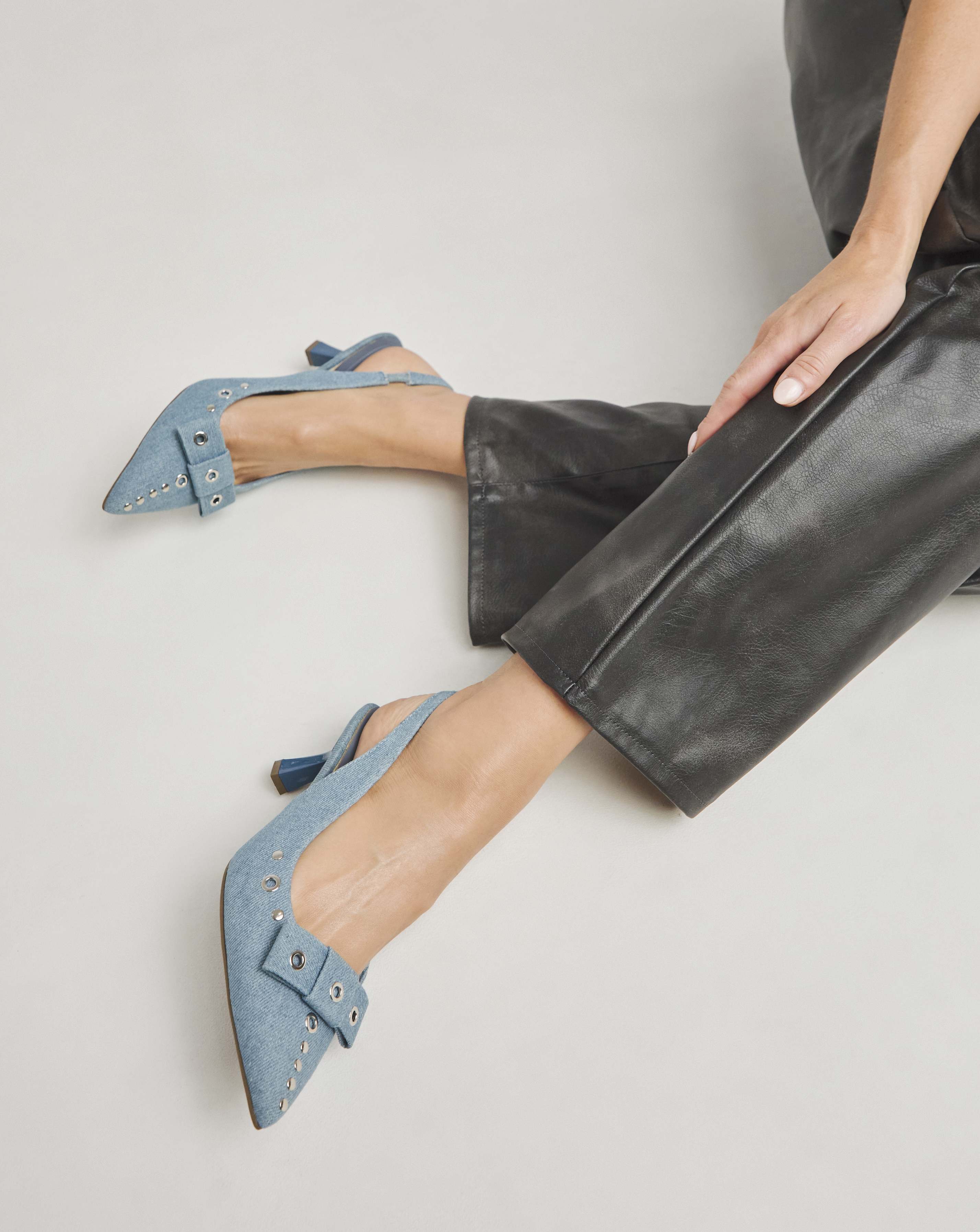 Eyelet Slingback Court Shoe Extra Wide
