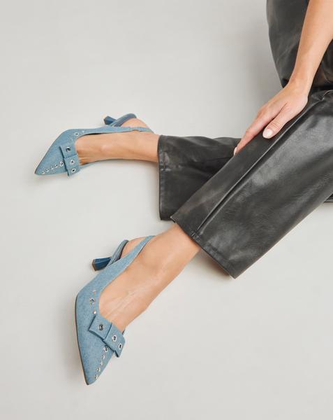 Eyelet Slingback Court Shoe Extra Wide
