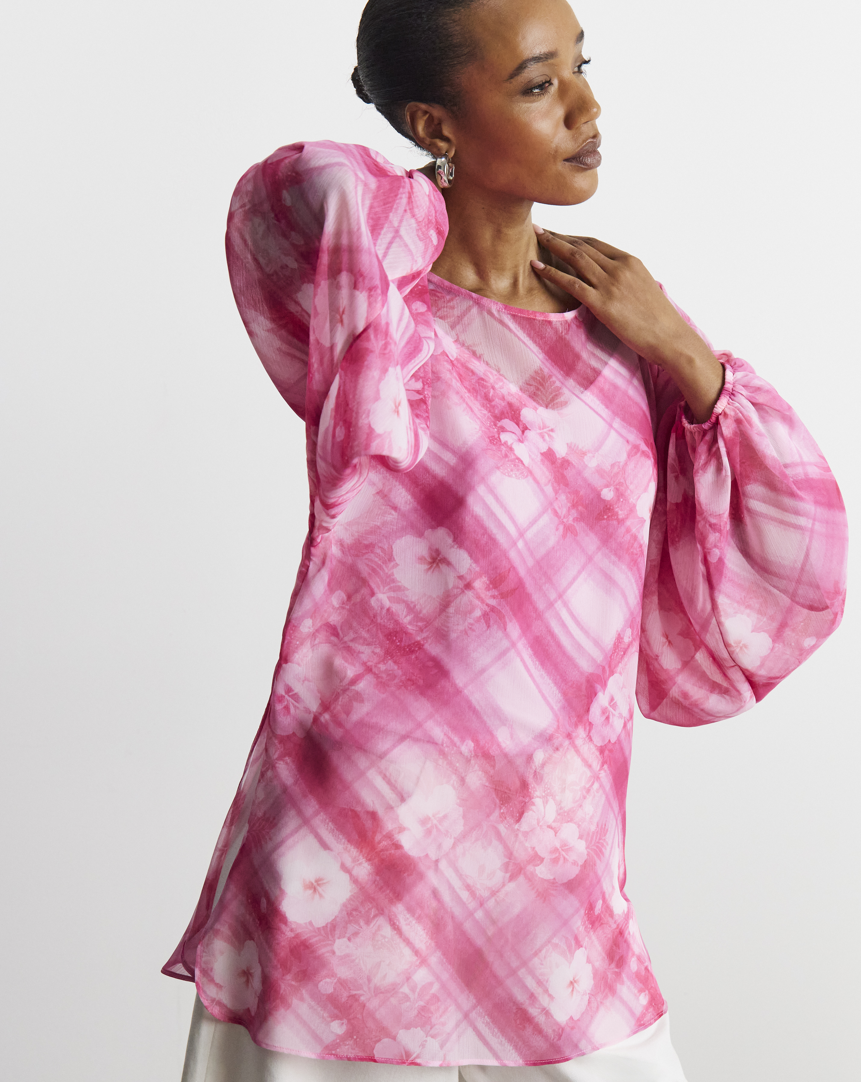 Joanna Hope Check Print Blouse