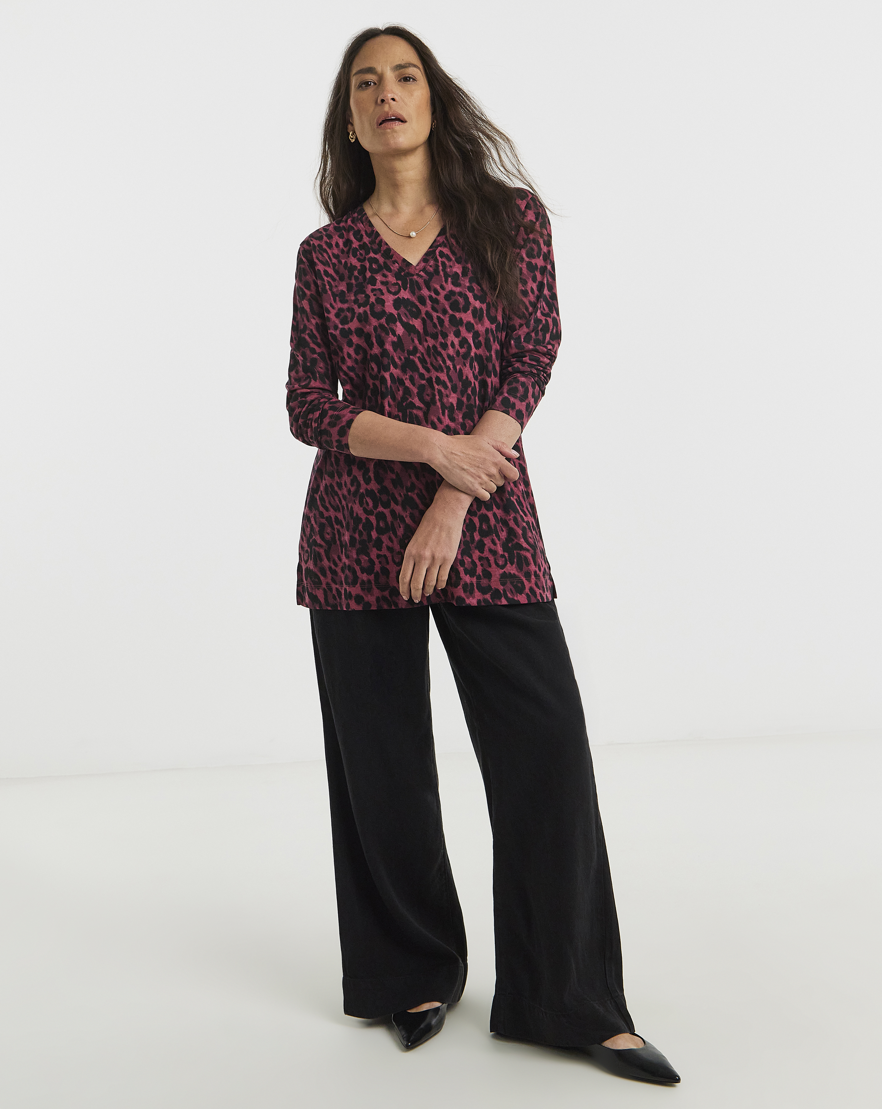 V-Neck Split Hem Slouch T-Shirt