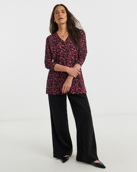 V-Neck Split Hem Slouch T-Shirt