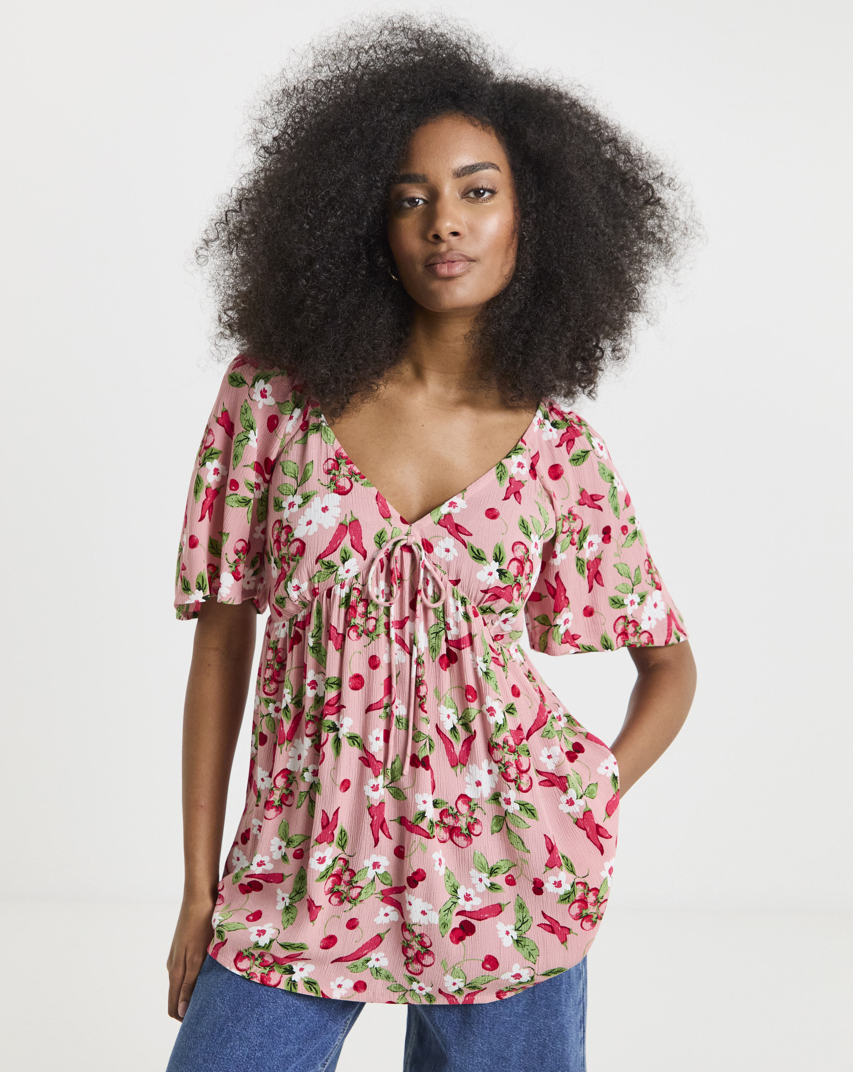 Simply Be Crinkle Tie Front Blouse