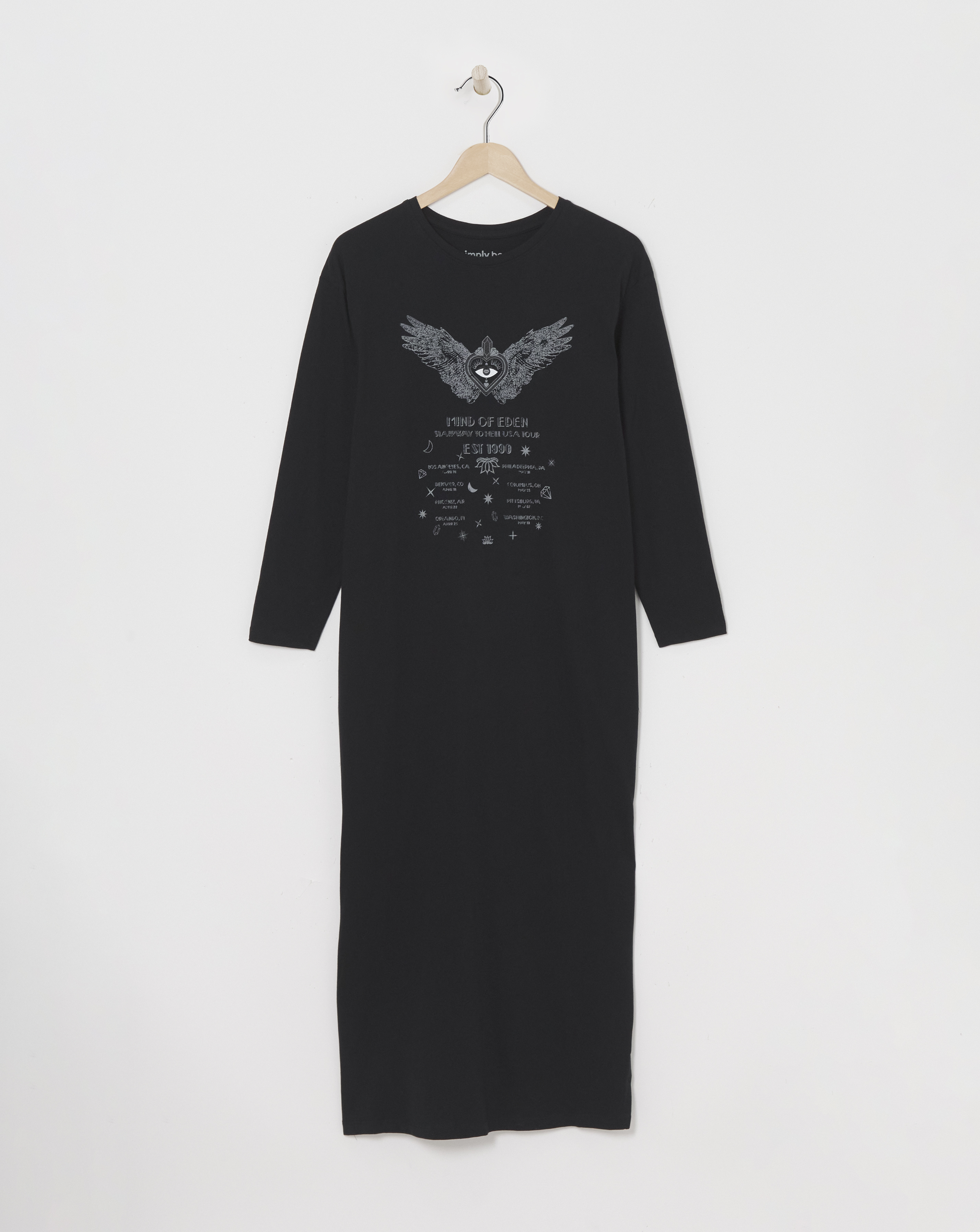 Simply Be - Women's Black Short Sleeve Graphic T-Shirt Dress - Size 10 - Black