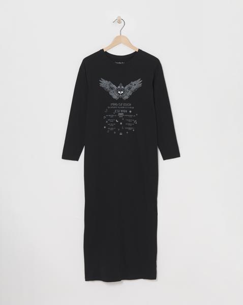 Black Short Sleeve Graphic T-Shirt Dress