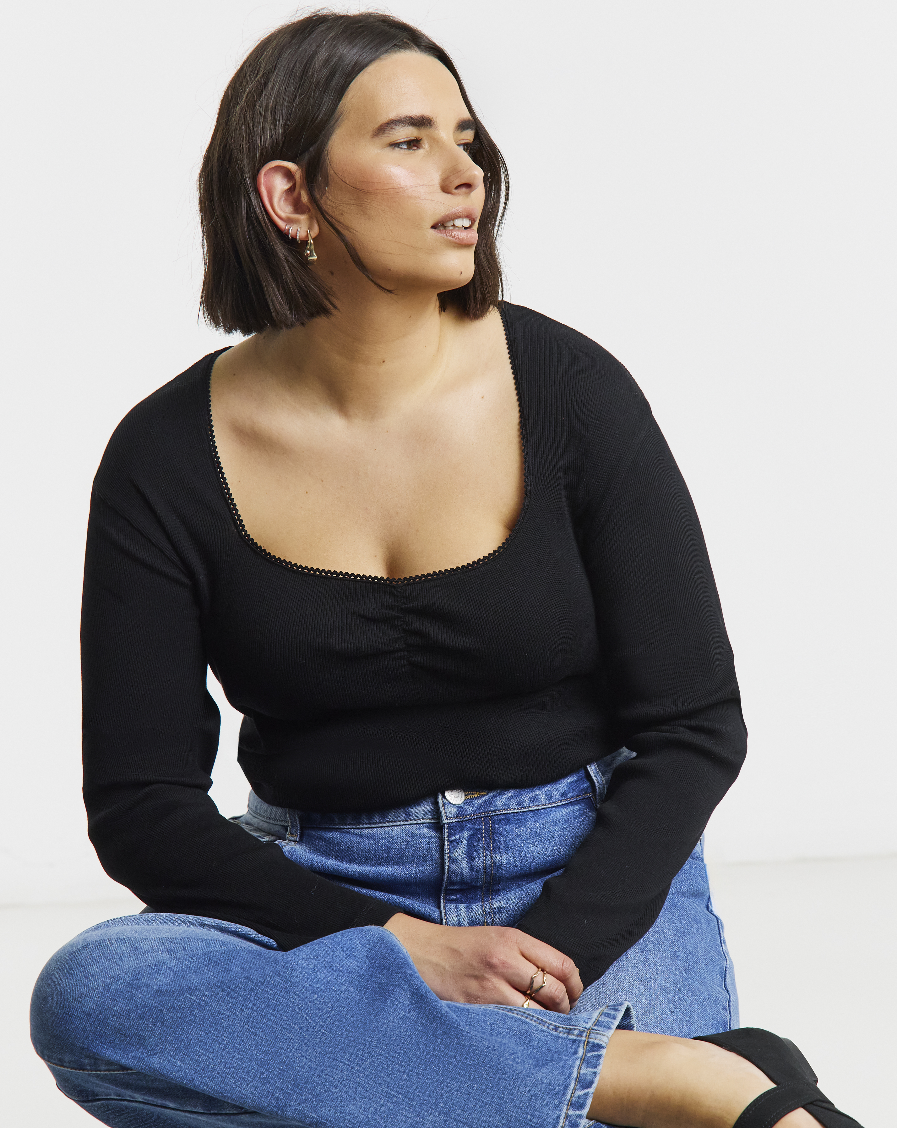 Simply Be Square Neck Ribbed Top