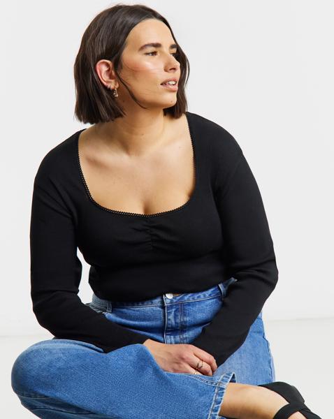 Simply Be Square Neck Ribbed Top