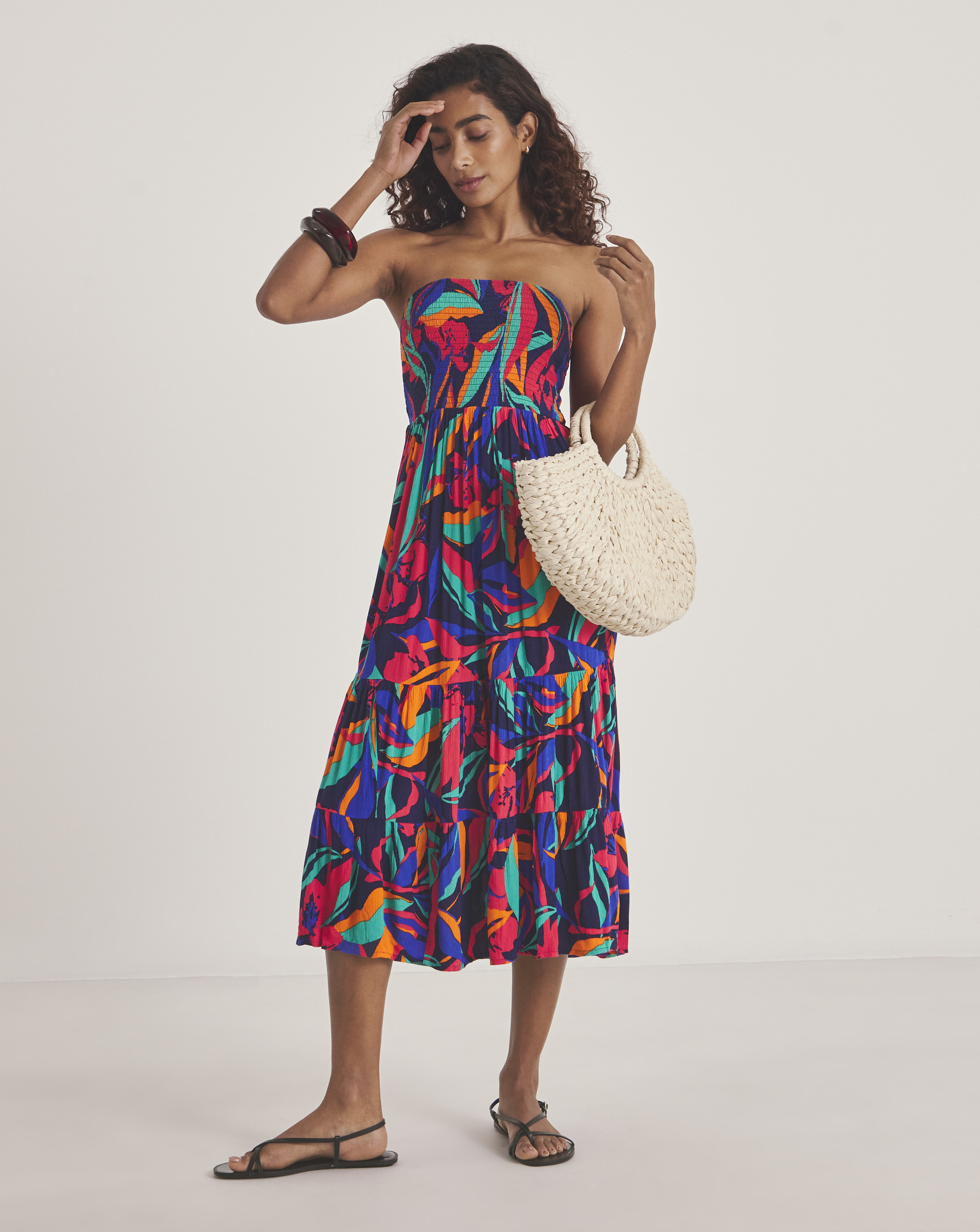 Crinkle Bandeau Beach Dress