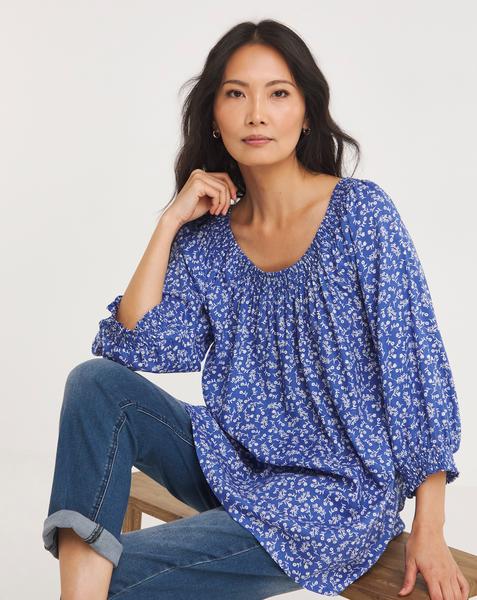 Julipa Longline Shirred Neck Top