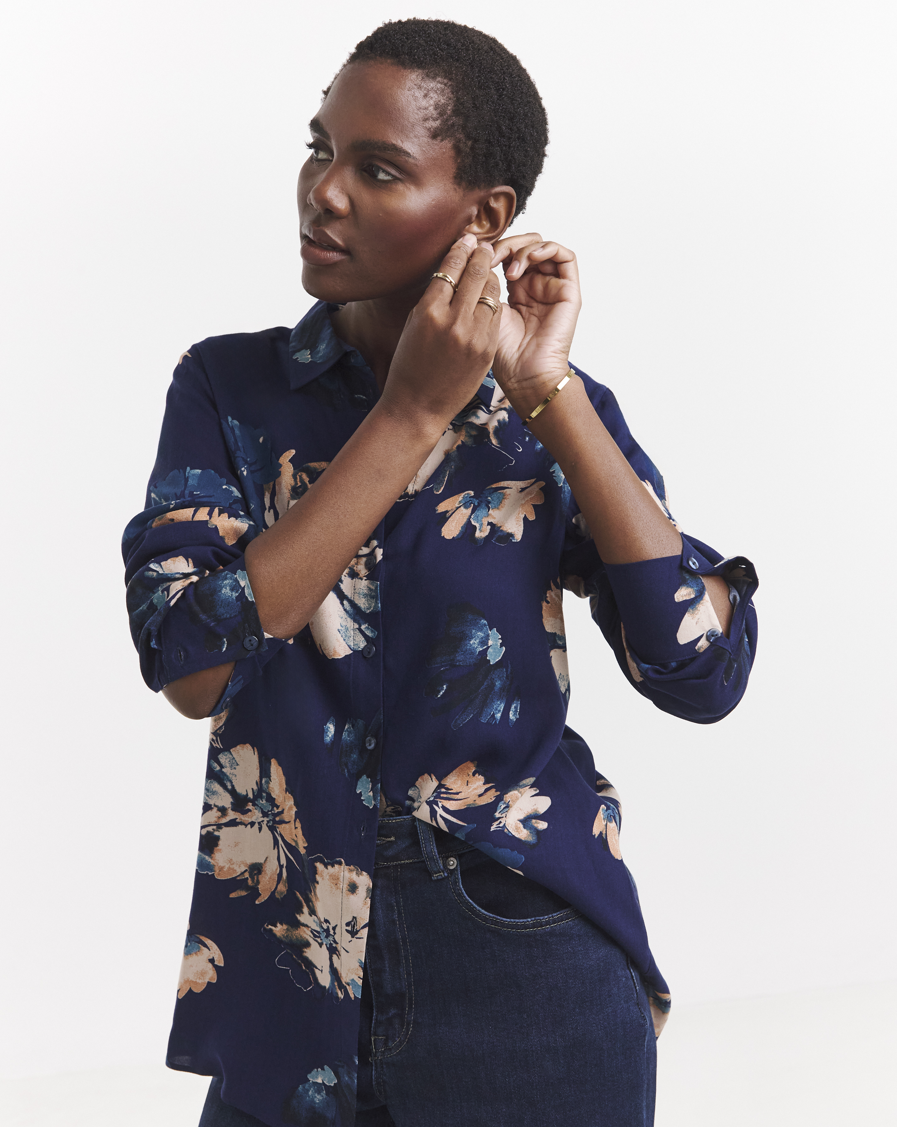 Dipped Back Viscose Shirt