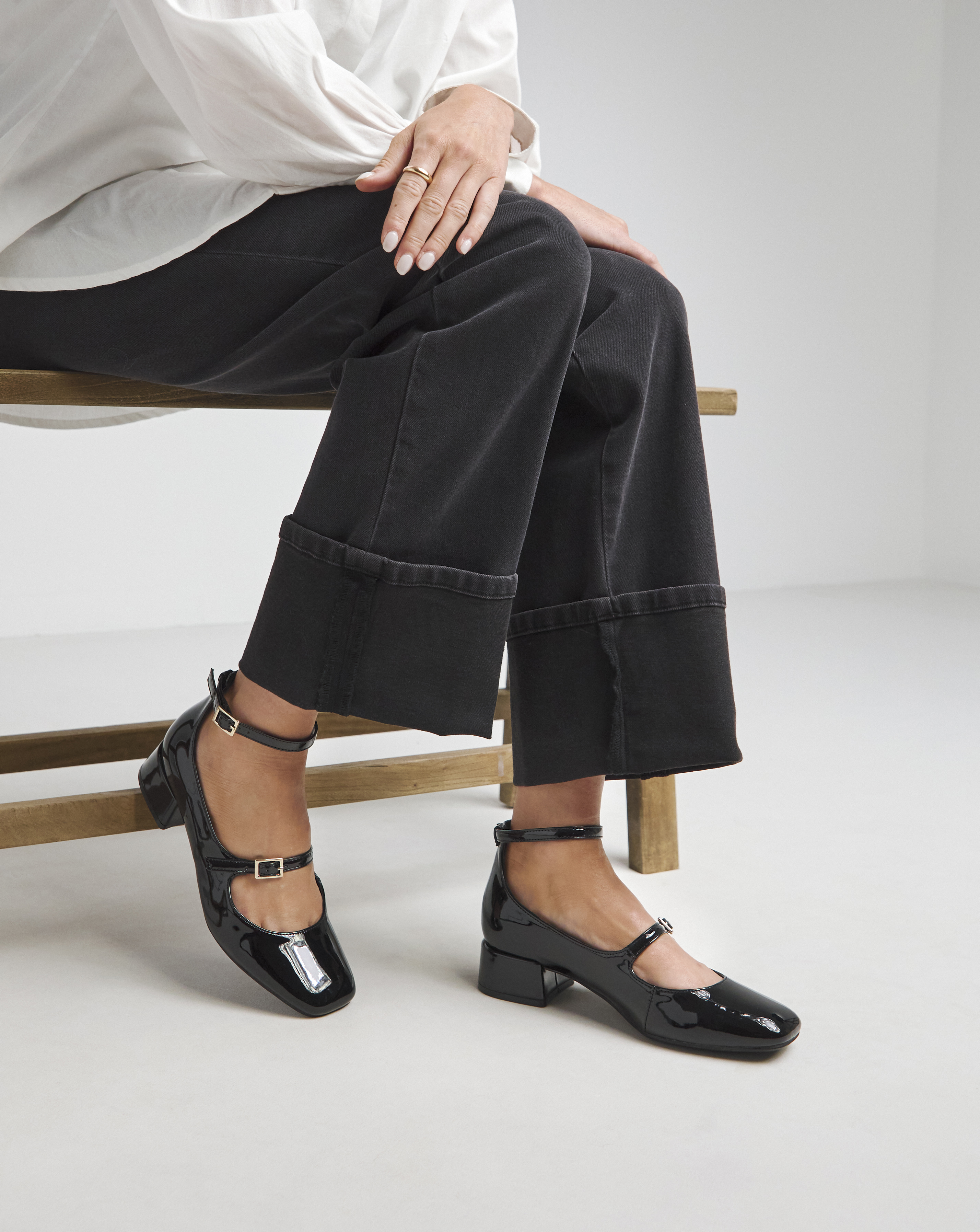 Mary Jane Ankle Strap Heel Shoes Wide