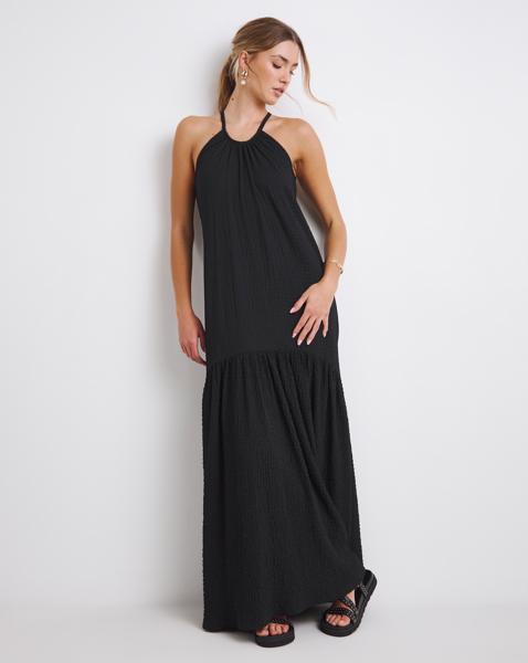 Simply Be - Women's Textured Jersey Maxi Dress - Size 18 - Black - 98.5% Polyester 1.5% Elastane
