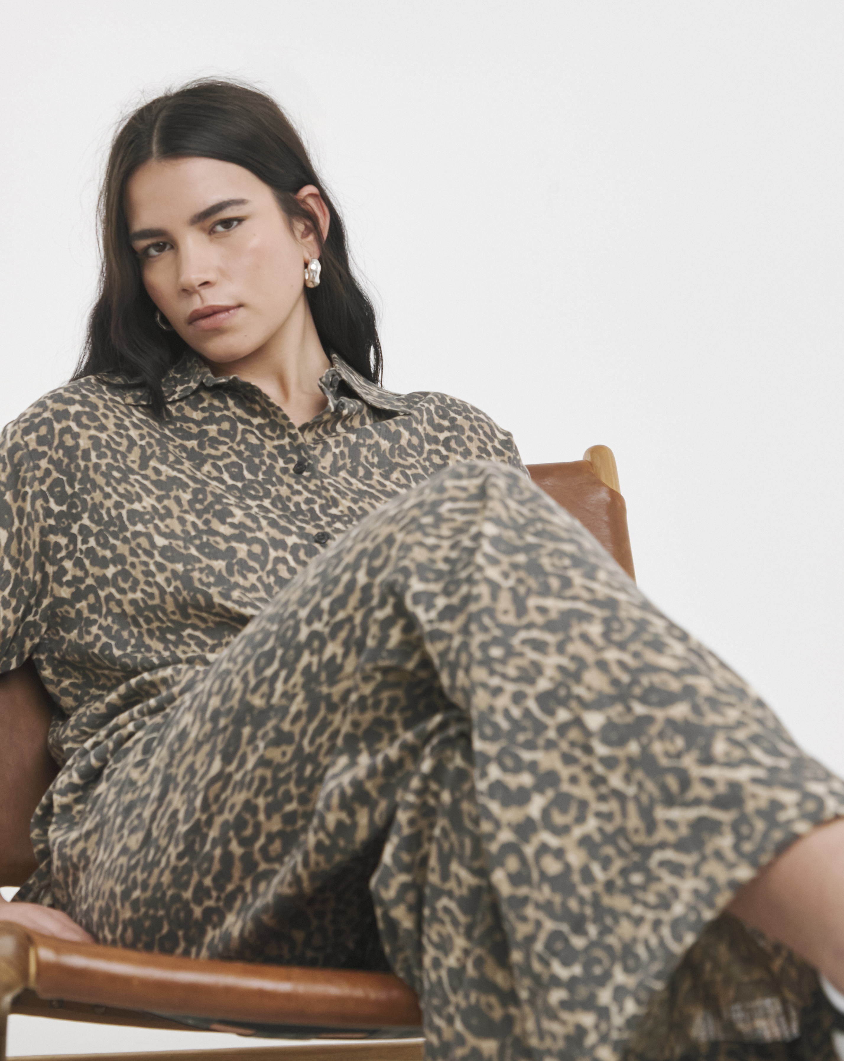 Simply Be Leopard Linen Mix Shirt