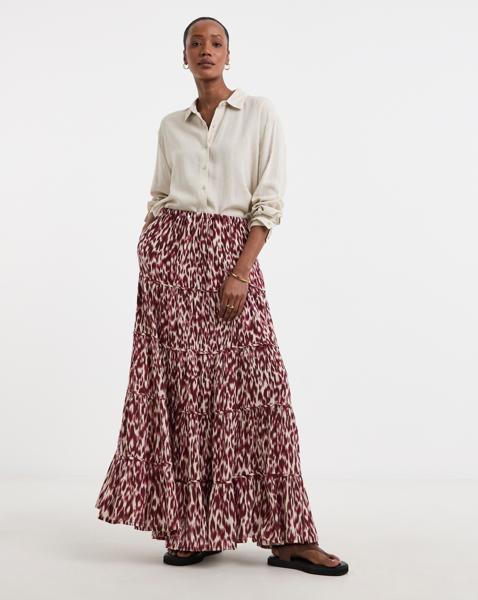 Crinkle Tiered Maxi Skirt