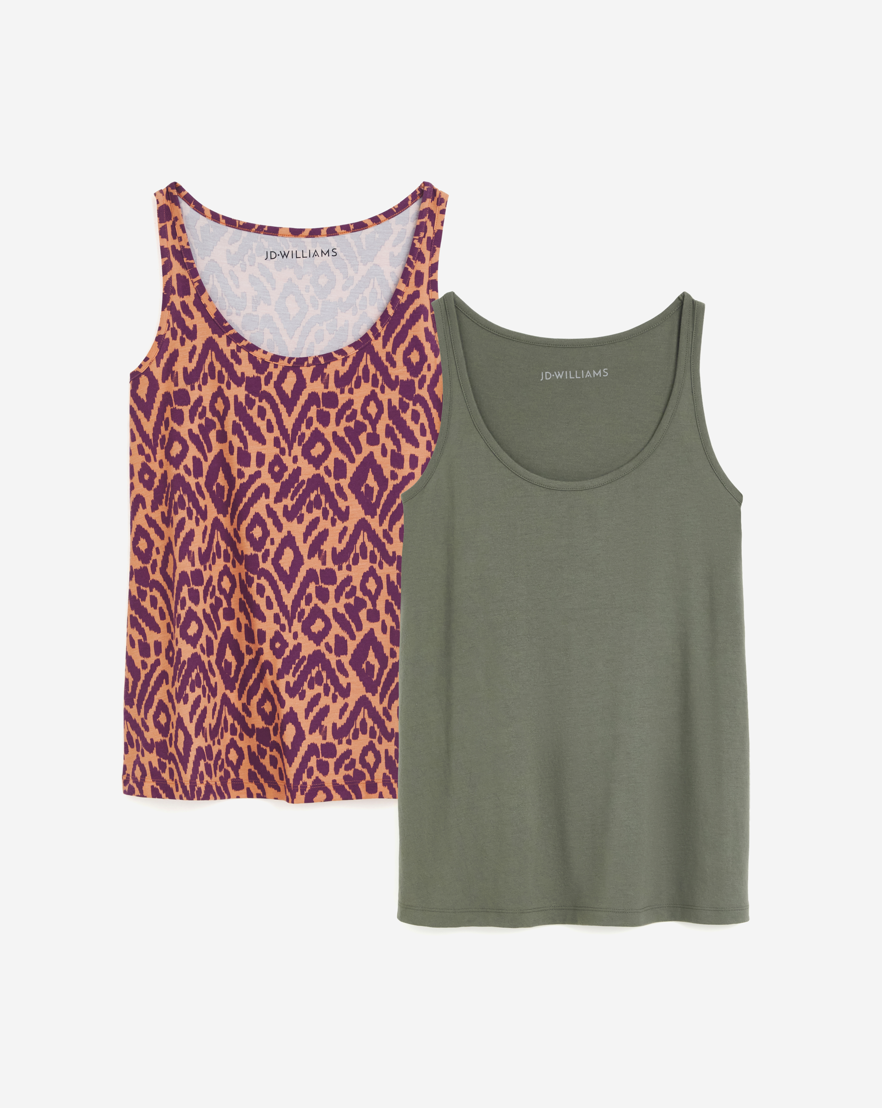 Khaki & Print 2 Pack Swing Vests
