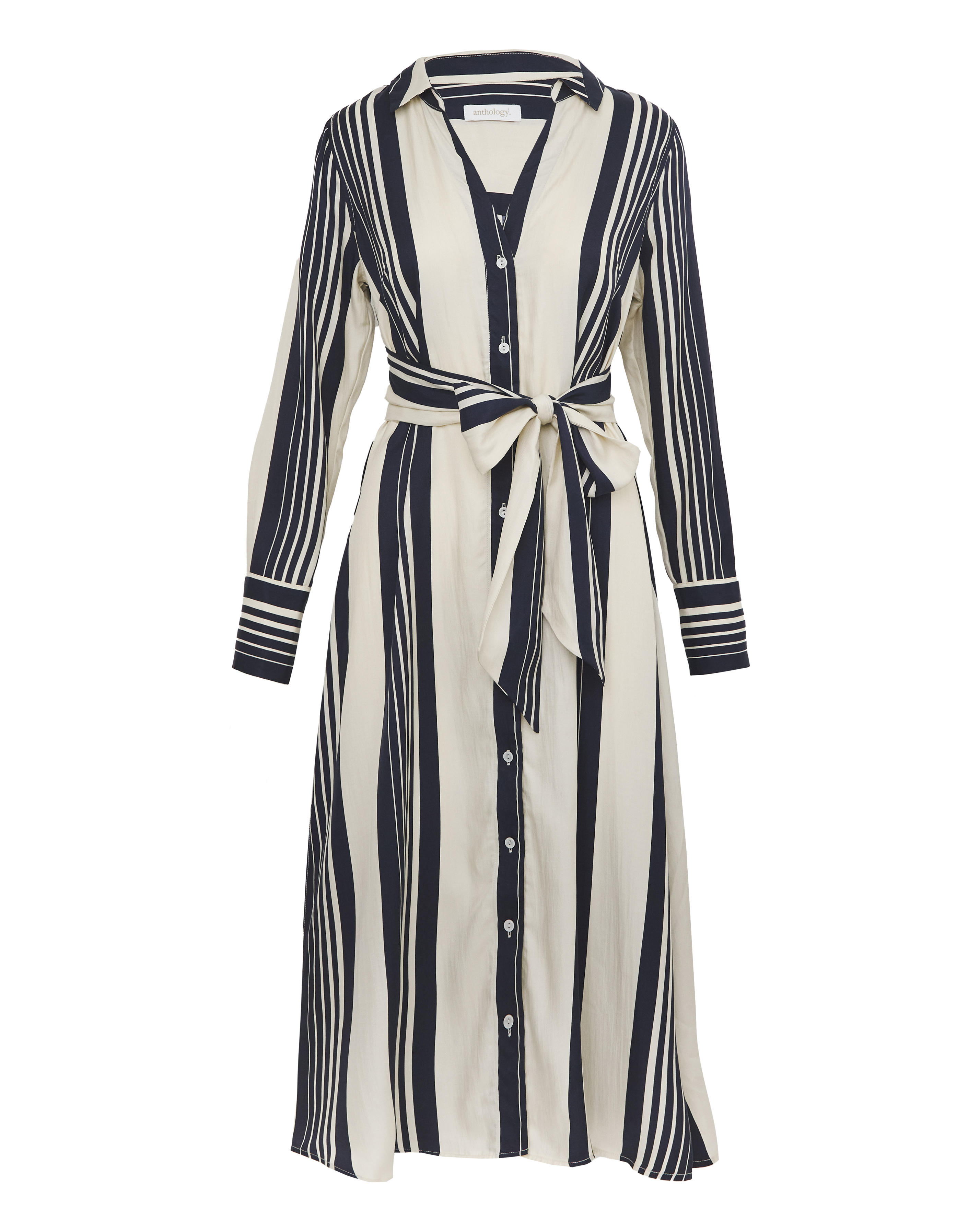 Anthology Stripe Tie Waist Shirt Dress