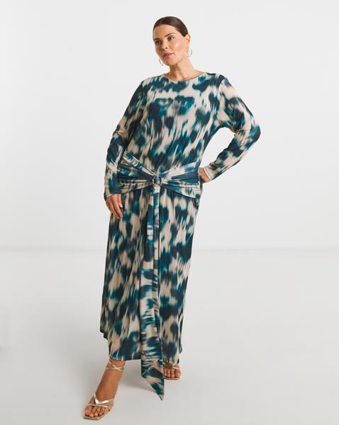 Mesh Buckle Detail Midi Dress