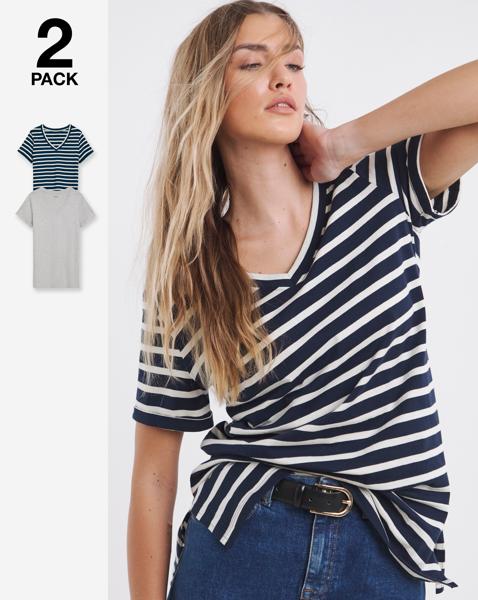 SBE 2 Pack Longline V Neck T-Shirts