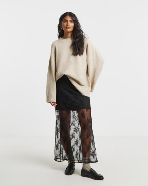 Simply Be Black Lace Full Maxi Skirt