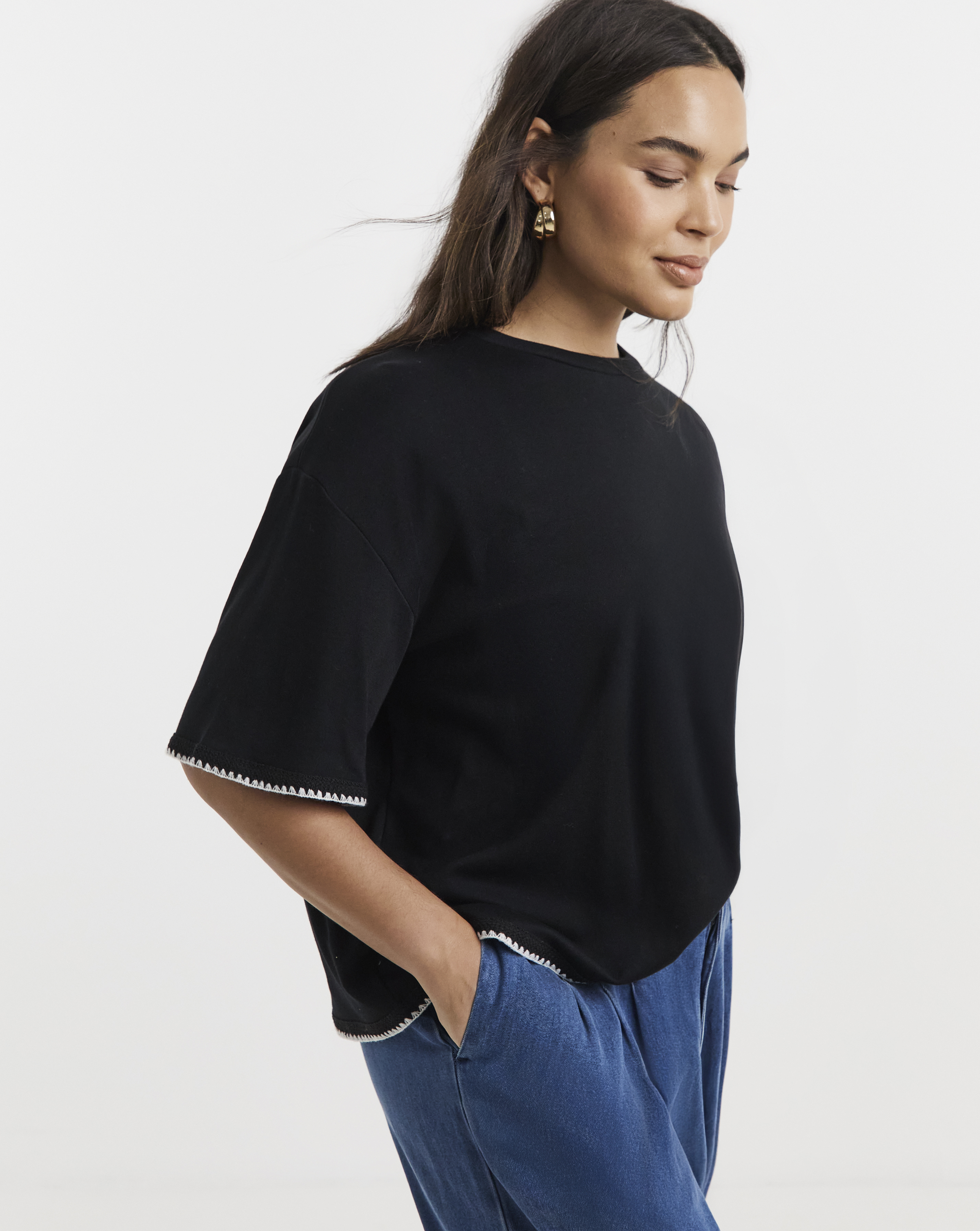 Whipstitch Detail T-Shirt
