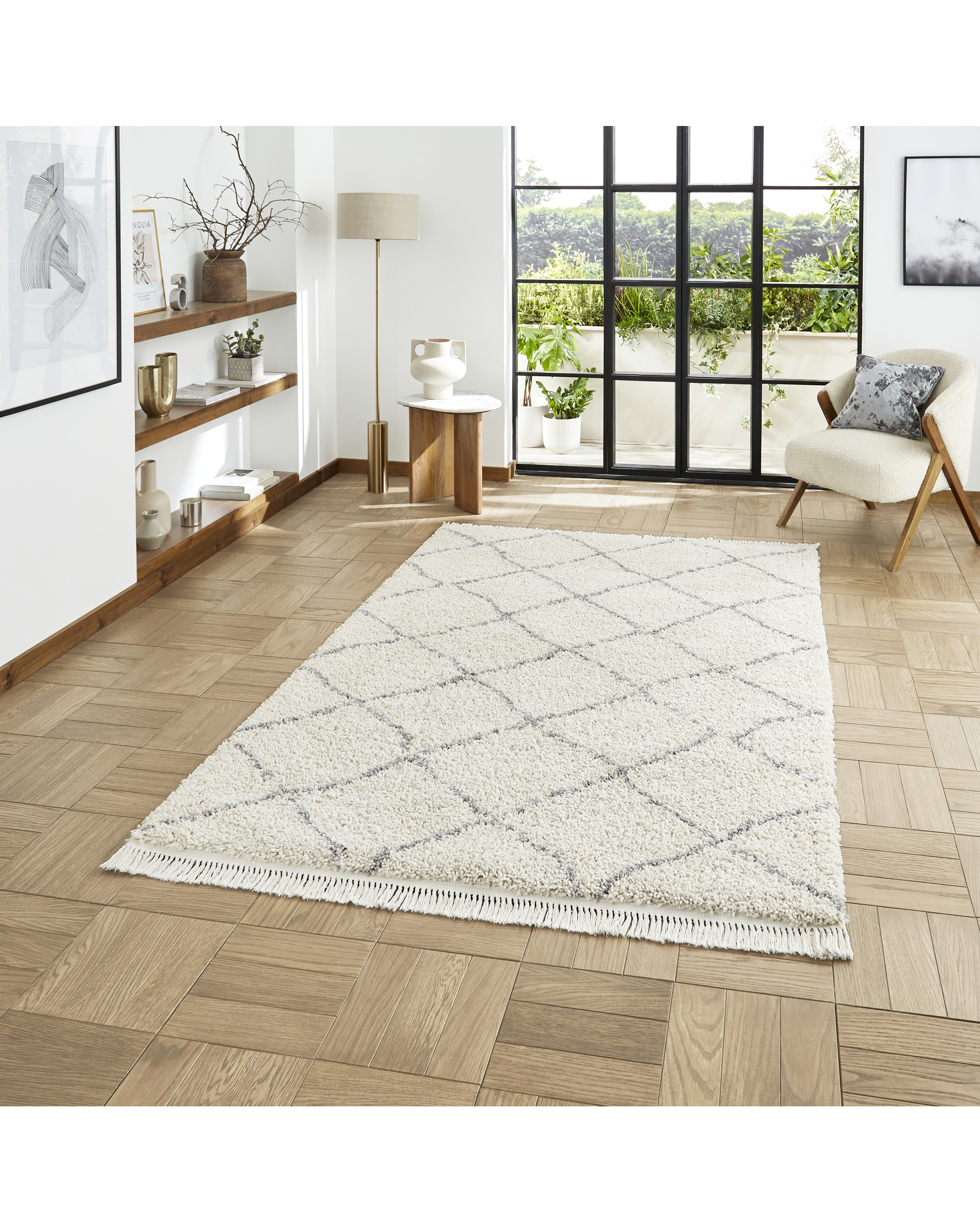 Think Rugs Cream Boho Berber Rug 160X230
