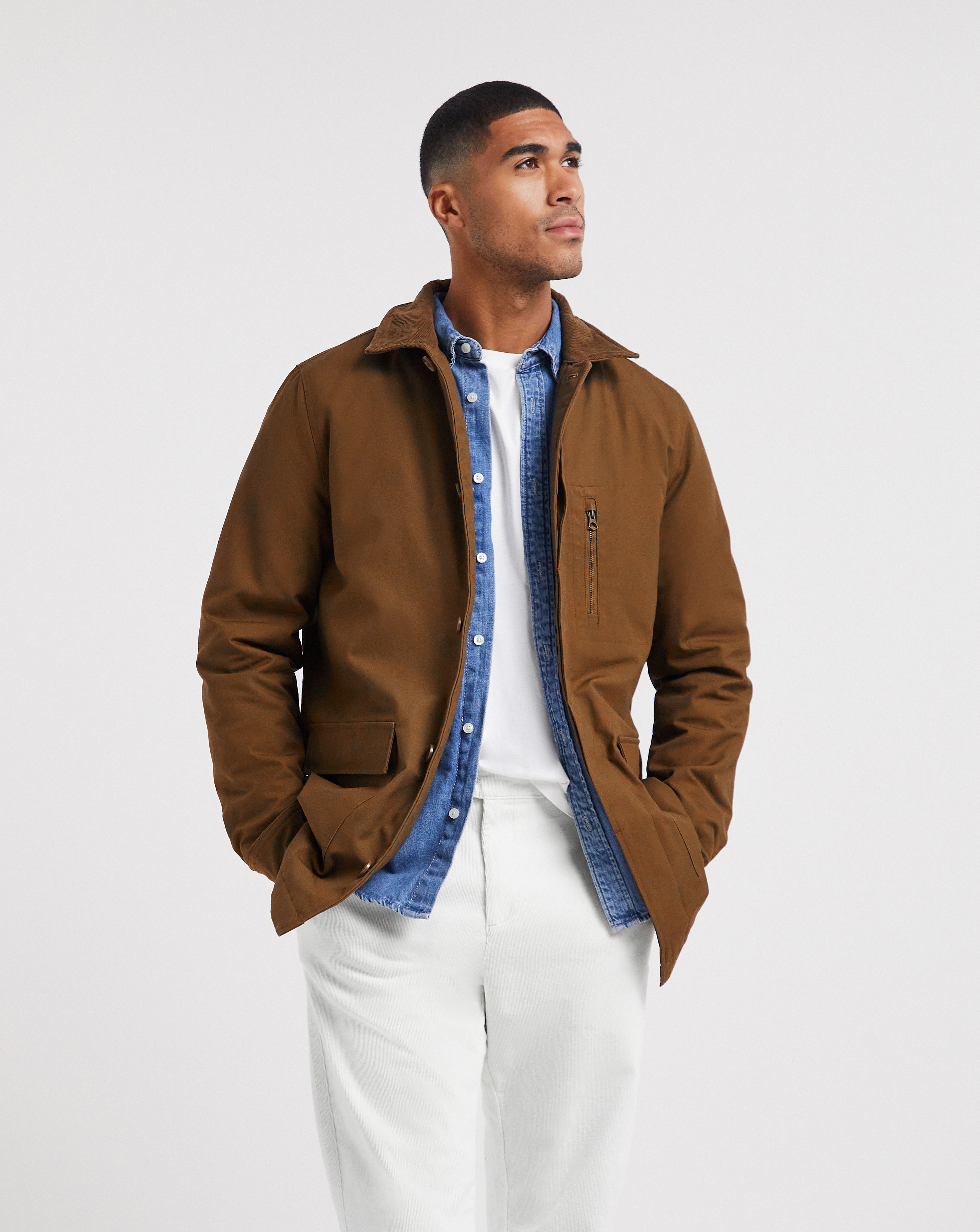 Brown Cotton Worker Jacket - Brown