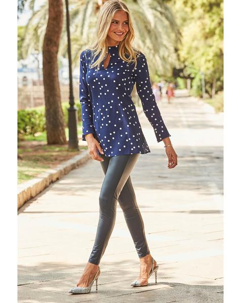 Sosandar Spot Print Detail Fluted Top