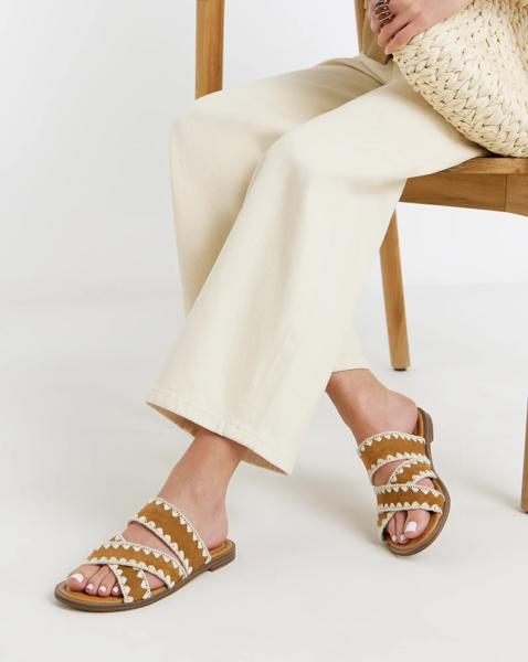 Whipstitch Flat Sandals Extra Wide