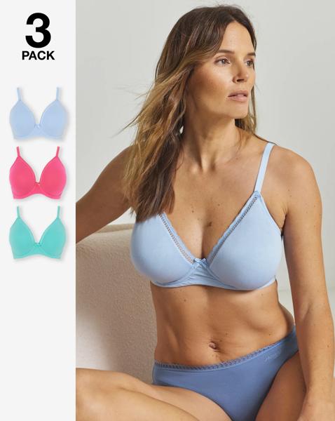 3 Pack Claire Cotton Wired Full Cup Bras