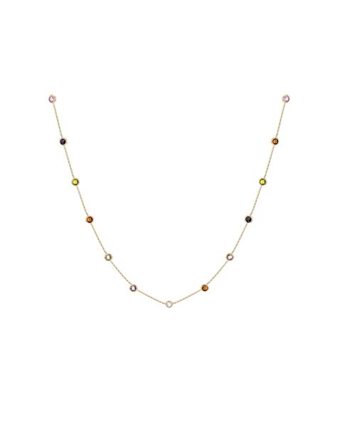 9ct Yellow Gold Multi Round CZ Necklace