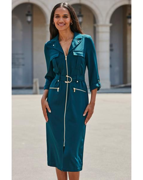 Sosandar Zip Through Utility Shirt Dress