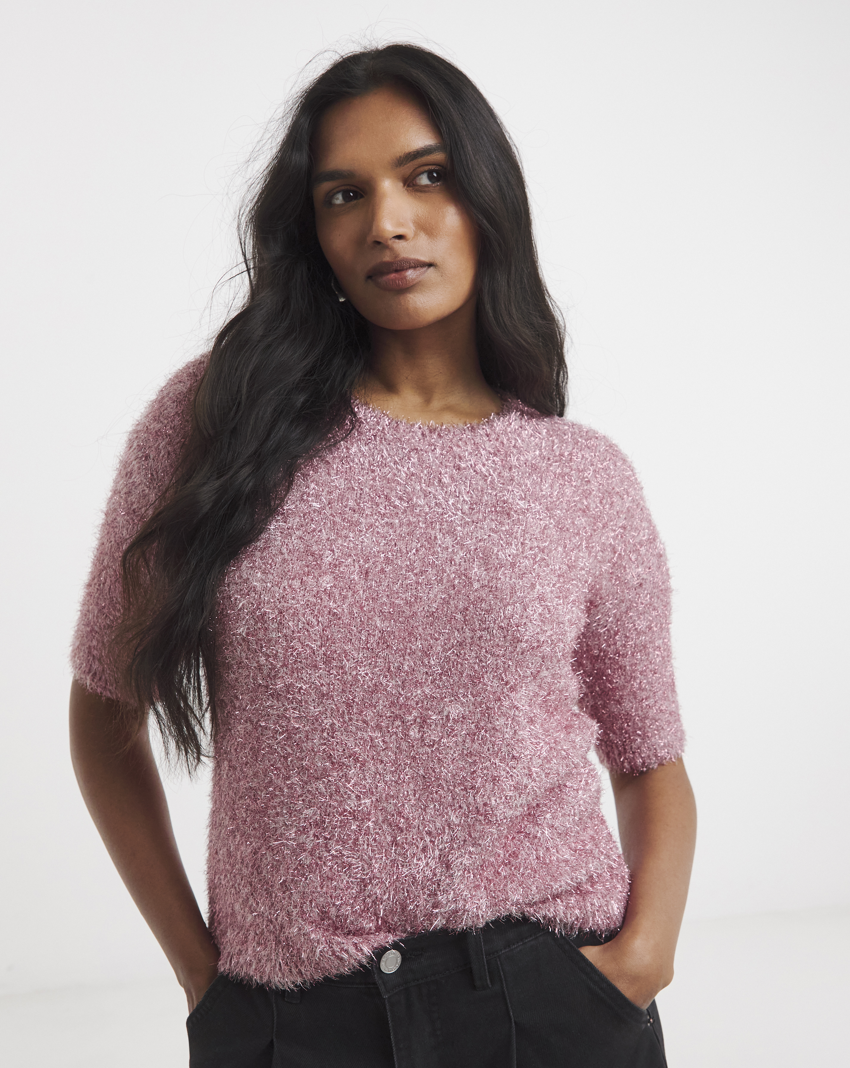 Simply Be Tinsel Short Sleeve Jumper