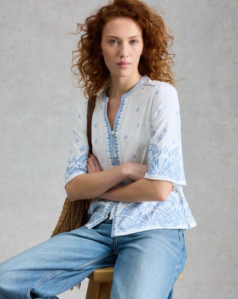 White Stuff Lizie Border Emroidered Top