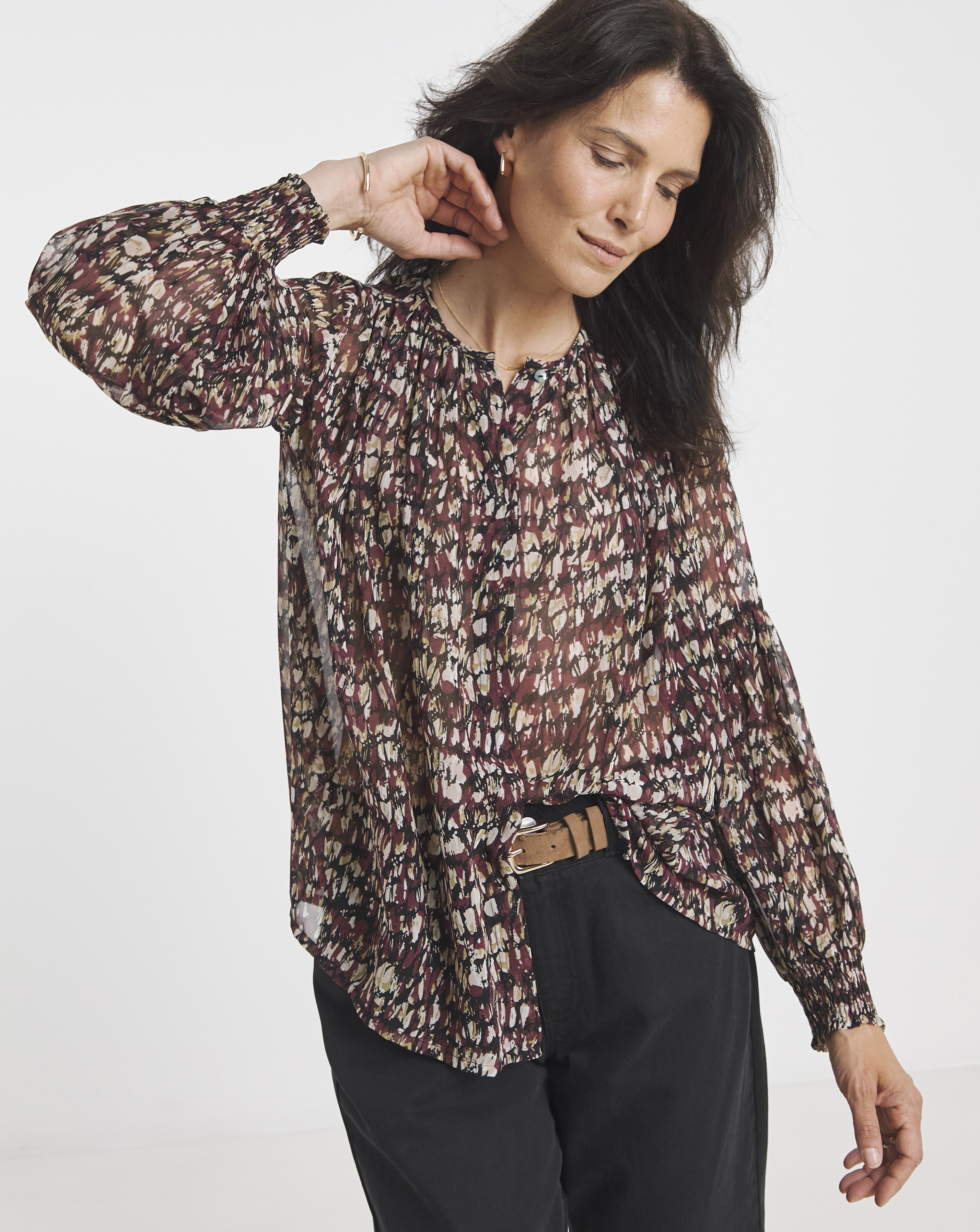 Georgette Collarless Blouse