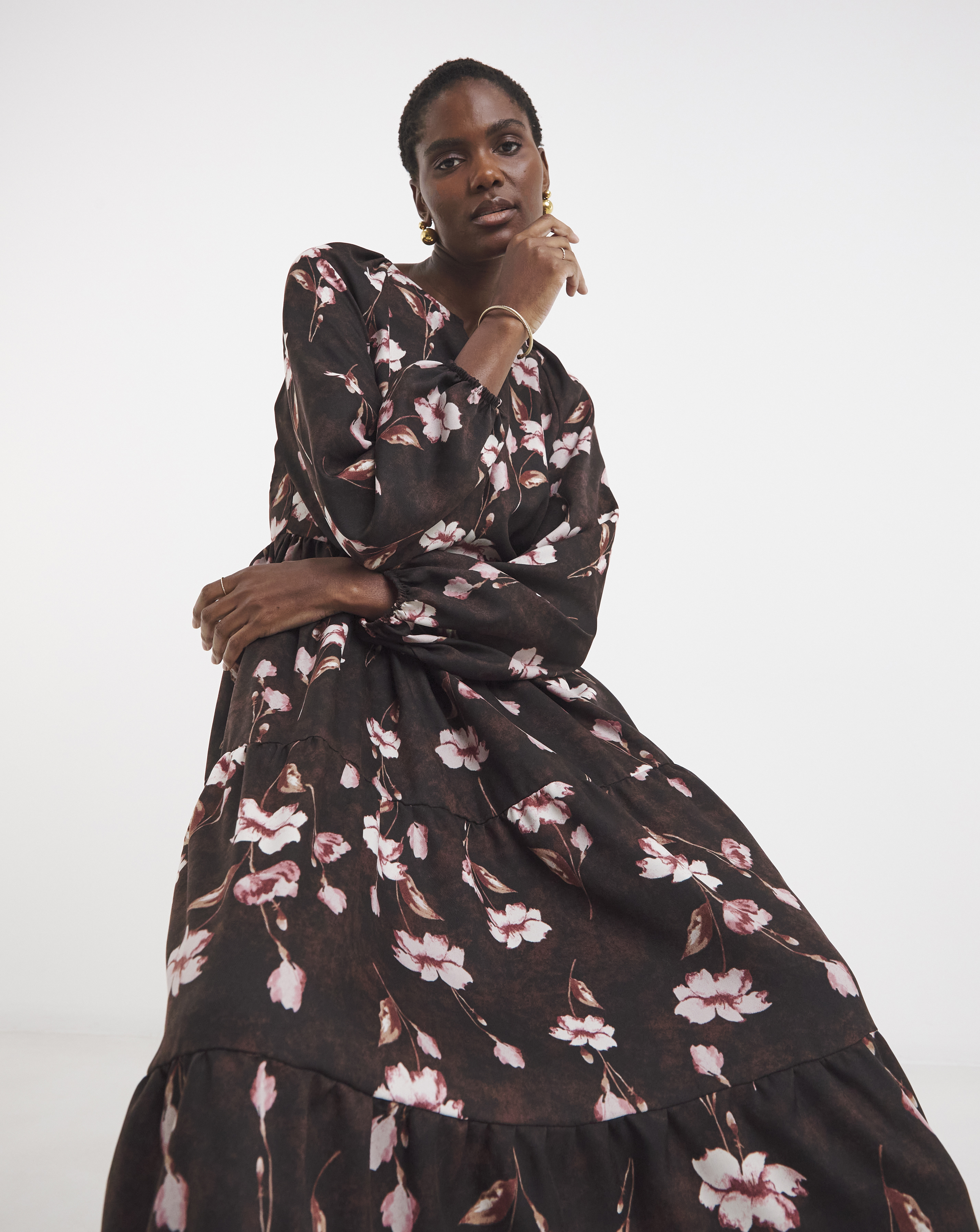 Long Sleeve Smock Maxi Dress