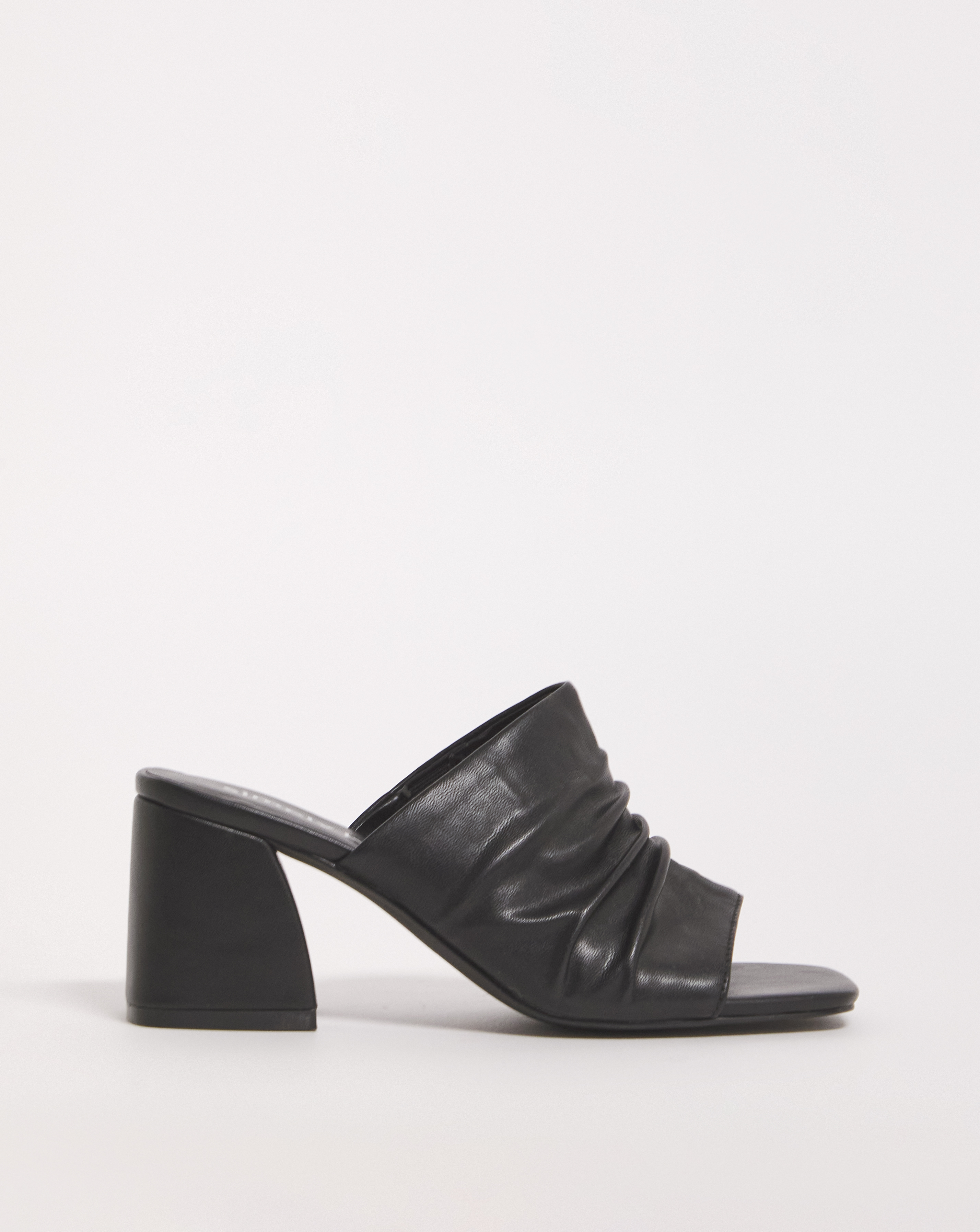 Ruched Heeled Mule Sandals Wide