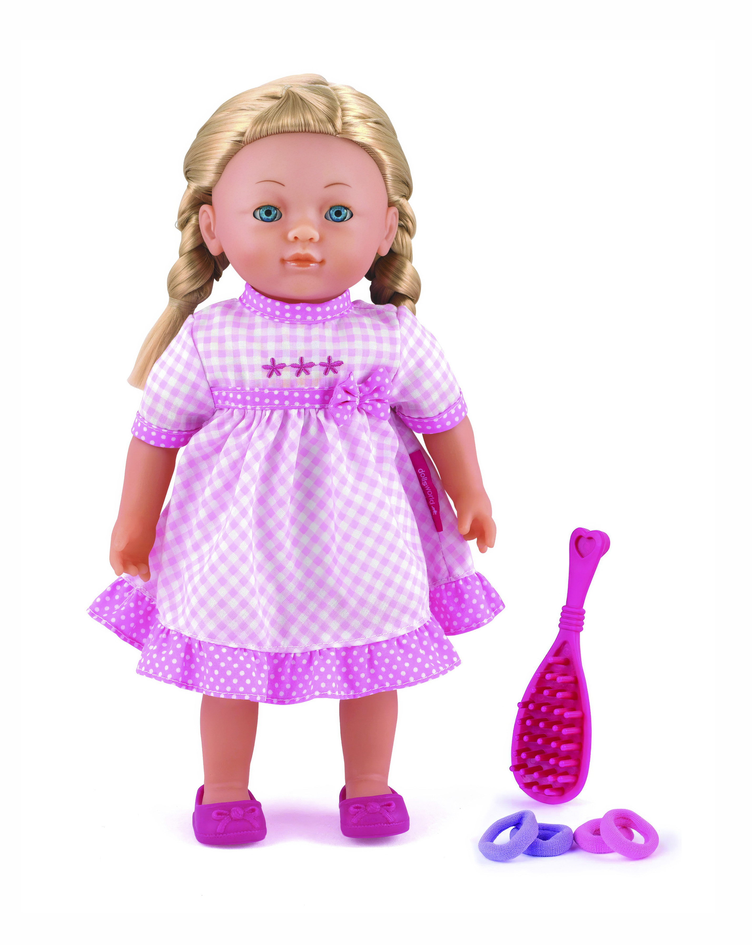 Dolls World Elizabeth Doll - 36cm Soft Body Girl Doll with Hair, Sleeping Eyes & Accessories