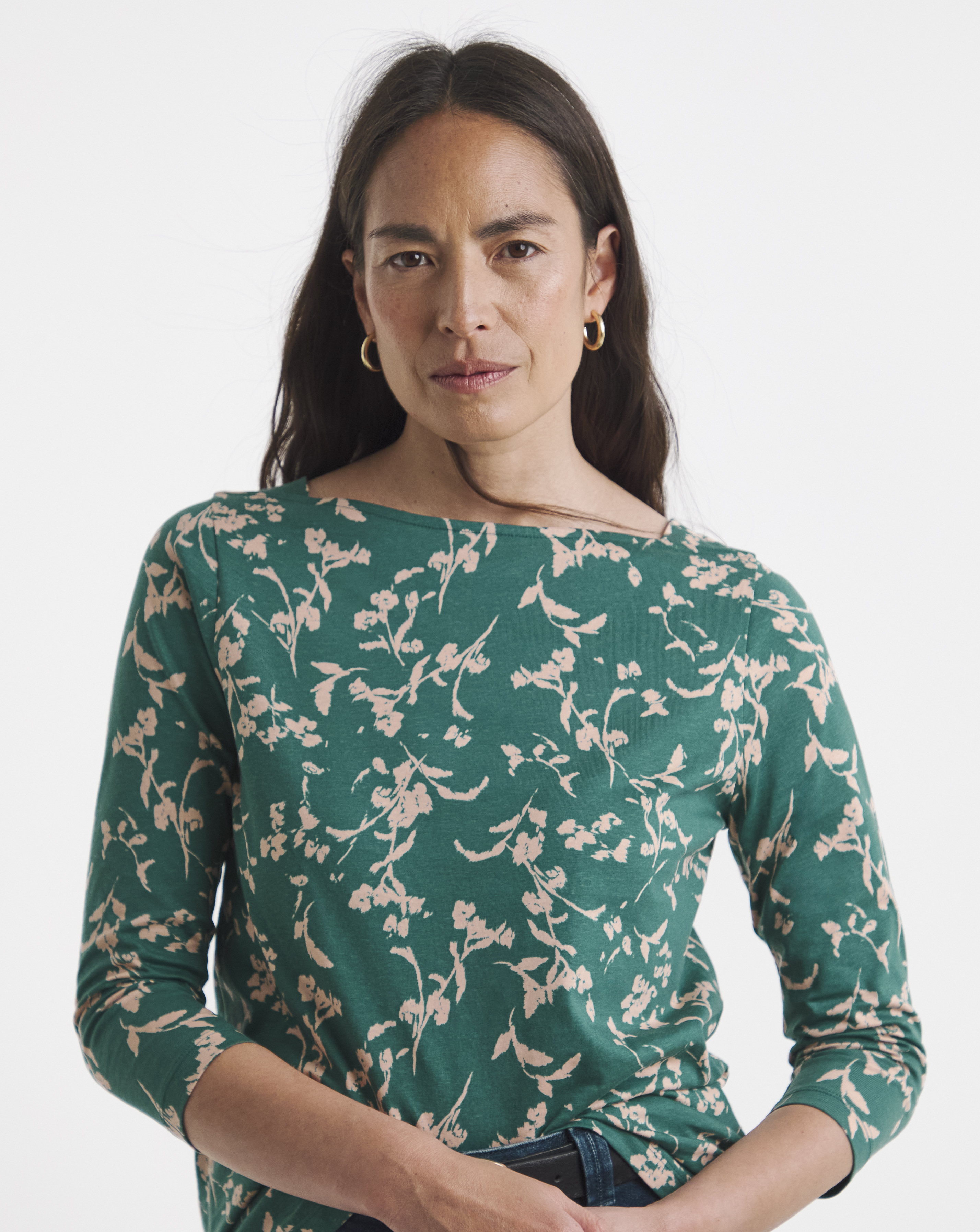 Slash Neck 3/4 Sleeve Top