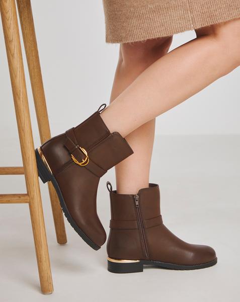 Heavenly Soles Indi Ankle Boots With Buckle Strap - Extra Wide Fit (EEE) - Image