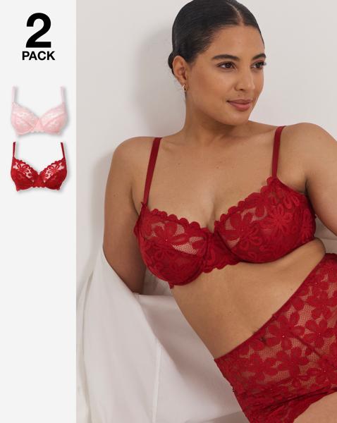 2 Pack Daisy Lace Full Cup Bras