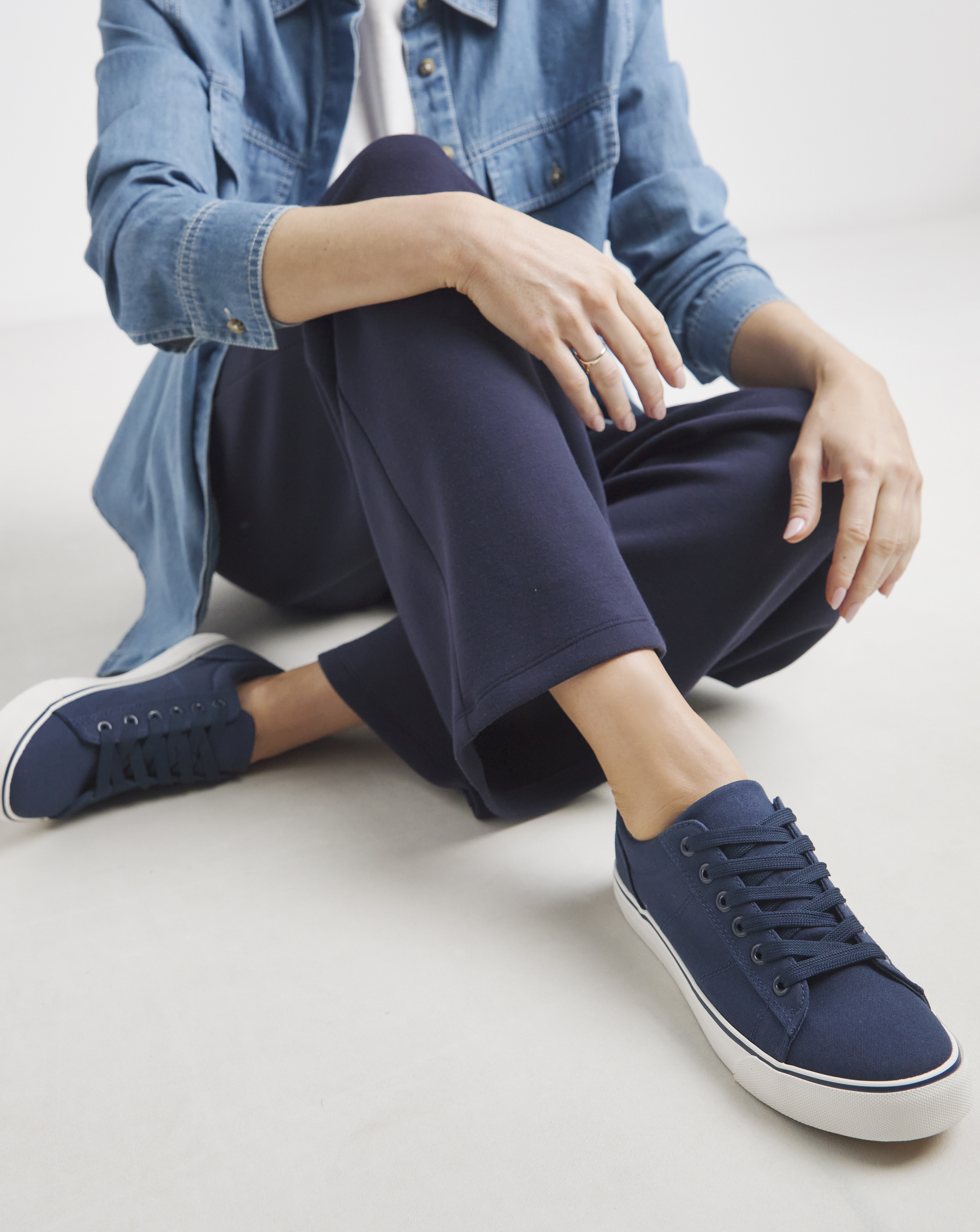 Lace Up Canvas Trainer Extra Wide